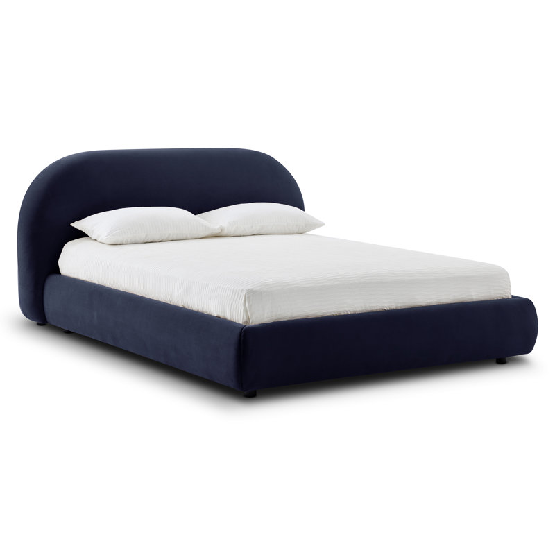 Genoa Fully Upholstered Platform Bed, King, Ink Blue