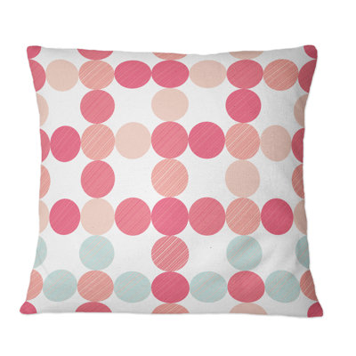 Polka Dot Retro Red And Blue - Patterned Printed Throw Pillow