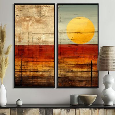 «Nostalgia Sunset Full Moon Rising», art mural sur toile géométrique abstrait