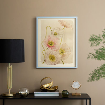 Vintage Summer Poppies I Framed Print - Solid Wood