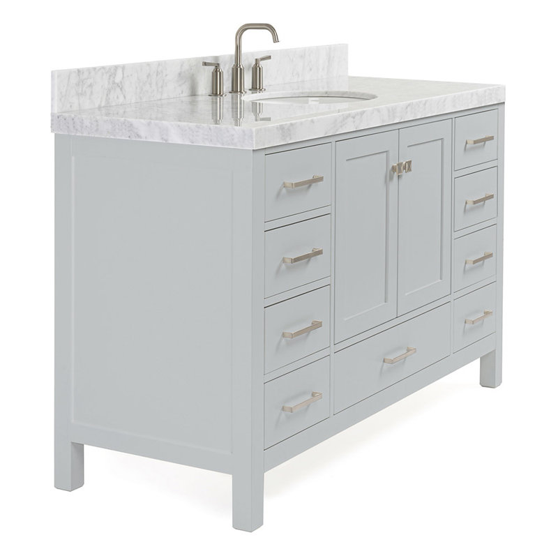 Cambridge Single Bathroom Vanity Set, Gray/Brushed Nickel, Oval, 54" W