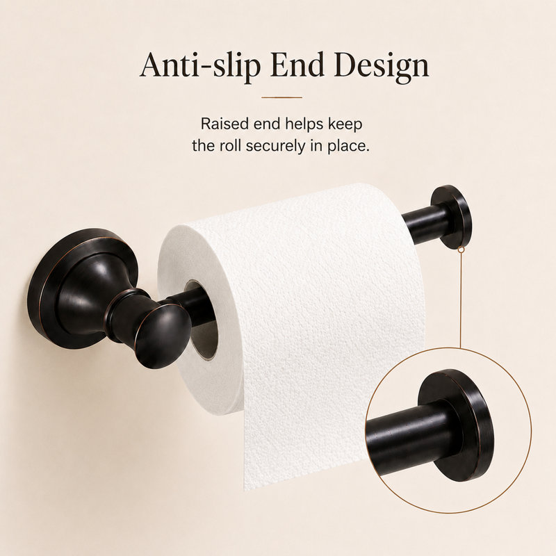 Oil-Rubbed Bronze Toilet Paper Holder and Towel Ring Set