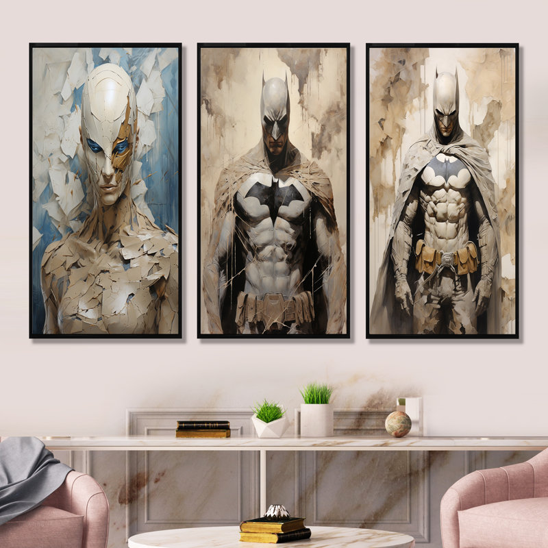«Darkness Superheros - Superheros», ensemble d'art mural sur toile, H 28 po x l 36 po, Cadre flottant noir