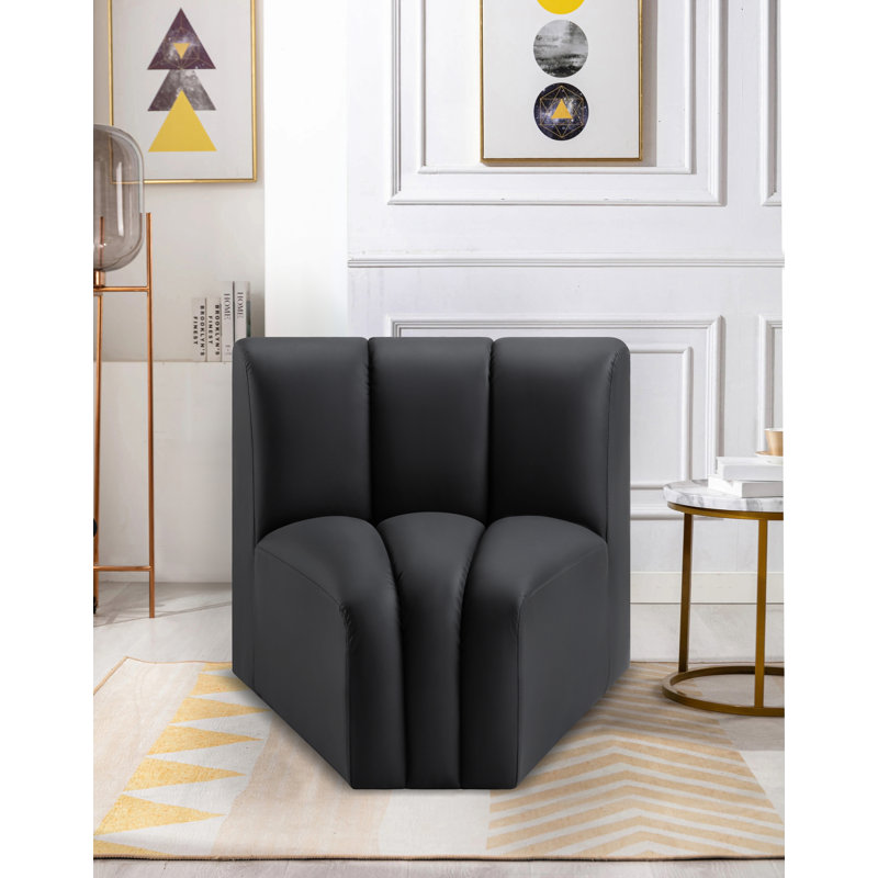 Chaise d'appoint en cuir Hollimon Vegan, Cuir végétalien noir