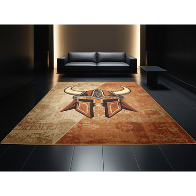 Tapis brun traditionnel lavable à la machine Englewood - reliure brun clair