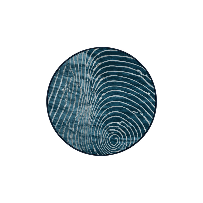 Tapis bleu soyeux et moelleux, Rond 4 pi