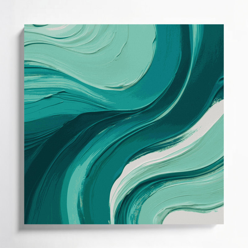 Art abstrait sur toile abstraite champ de couleur vert 98, H 12 po x l 12 po