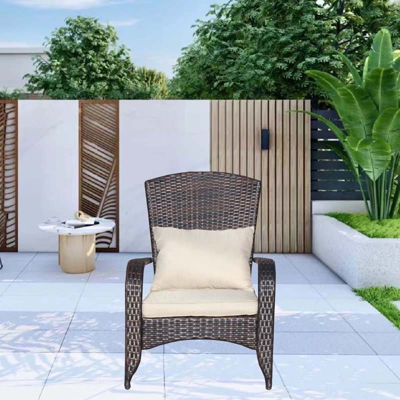 Chaise de patio avec coussins, Brun, Beige