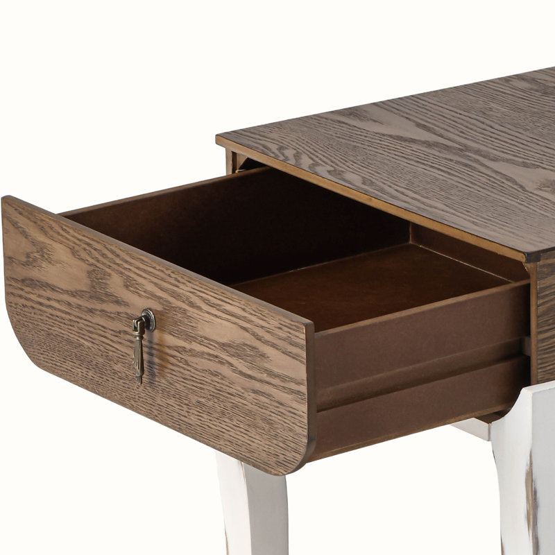 Table de bout, Plateau en bois / base blanche