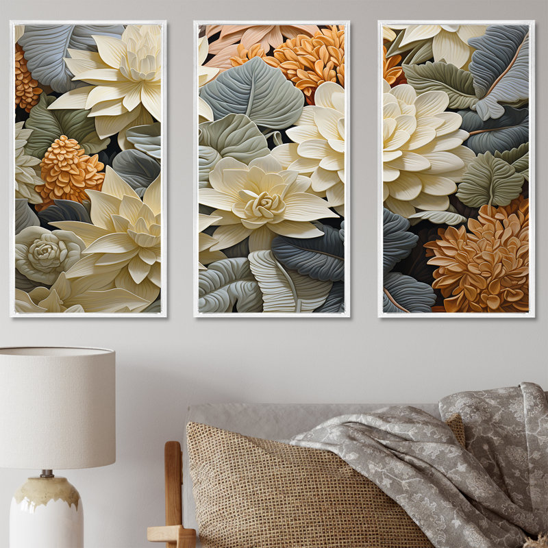 Ensemble de décorations murales Nature S Bouquet Of Wonders - Plantes, Cadre flottant blanc, H 40 po x l 60 po x P 1 po