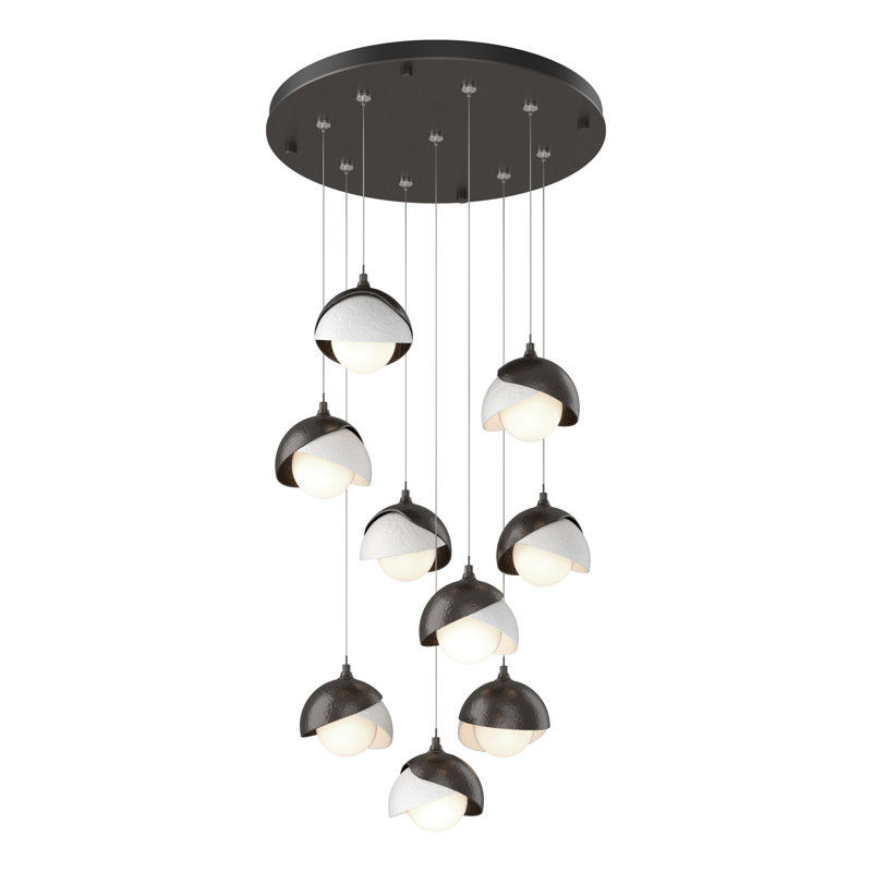 Brooklyn 9 - Light Cluster Geometric Pendant, 10" - 80", Oil Rubbed Bronze, White