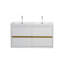 Meuble-lavabo mural de 60 po avec lavabo, armoire de rangement flottante, comptoir en résine de pierre, tiroirs à fermeture en douceur et fini blanc brillant-442691267-442691269