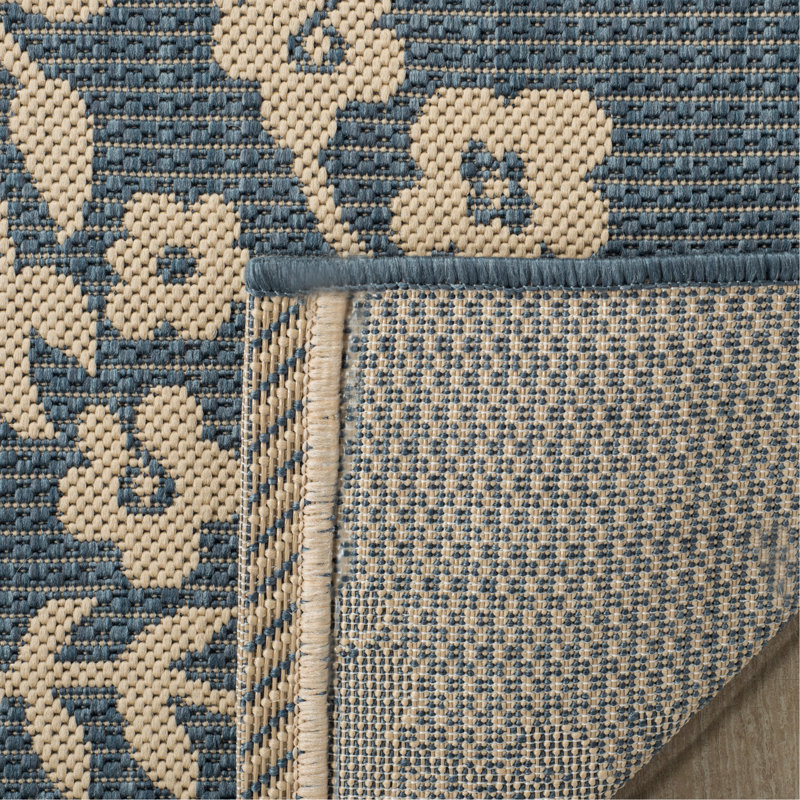 Tapis ikat bleu / beige Sorensen, Rectangle 8 pi x 11 pi 2 po