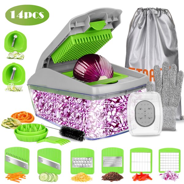 14 In Food Vegetable Slicer Salad Fruit Peeler Cutter Dicer Chopper  Kitchen. Wayfair