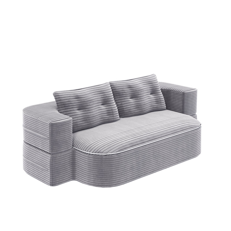 78.7" Convertible Folding Sofa Bed With Multi Functional Blanket And 2 Soft Pillows,Modern Corduroy Convertible Sleeper Sofa Bed With Deep Seat For Living Room, Apartment,