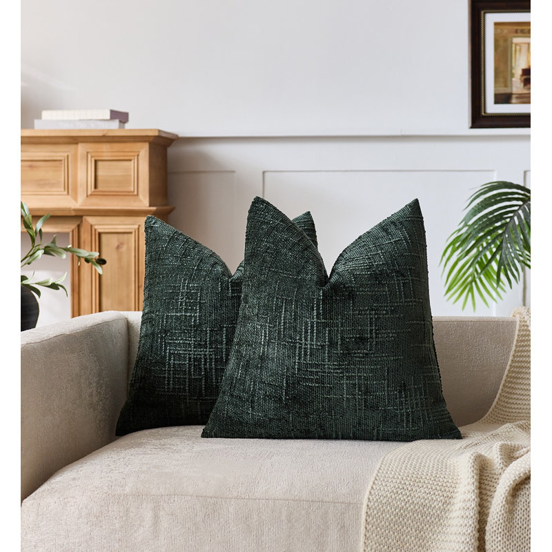 Housses de coussin en chenille texturée, Vert forêt, Square 22"