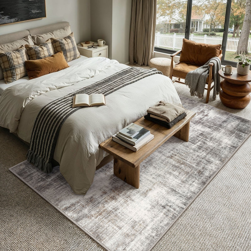 Asher Modern Abstract Machine Washable Area Rug With Non-Slip Backing, Rectangle 9' x 12'