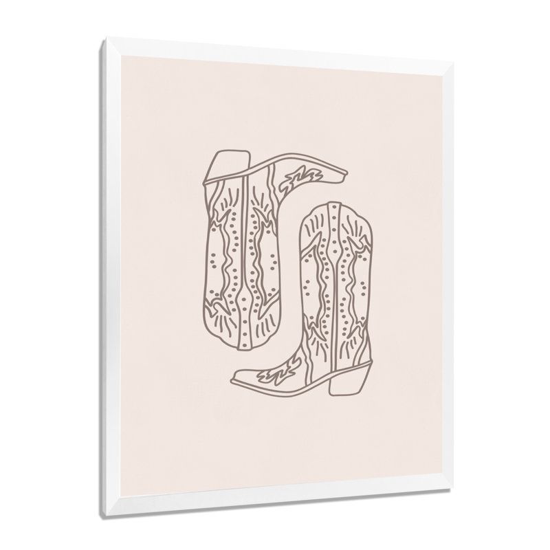 Illustration de bottes de cowboy, Toile encadrée blanche avec une seule photo, H 40 po x l 30 po x P 1,5 po