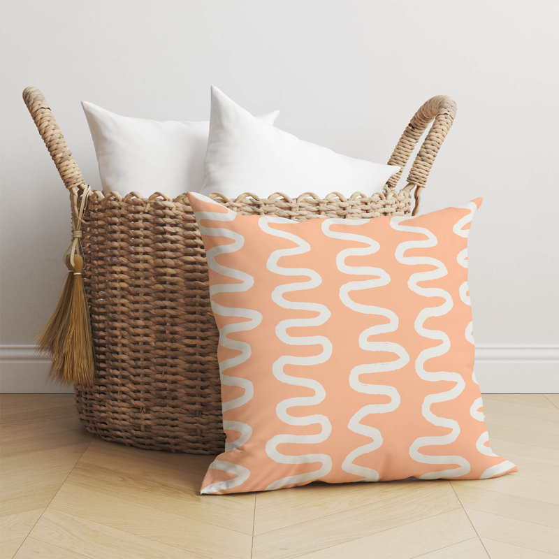 Coussin Wiggle, Pêche / orange, H 18 po x l 18 po
