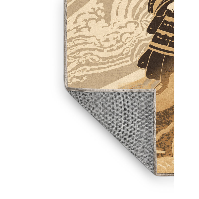 Tapis traditionnel lavable à la machine Ashrugu de couleur brun - beige, 2 x 3