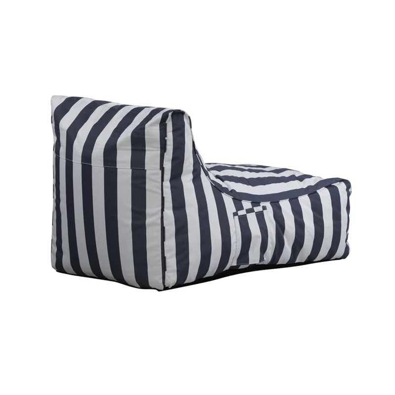 Yukon Fabric Outdoor Friendly Bean Bag Lounger, Striped Blue White