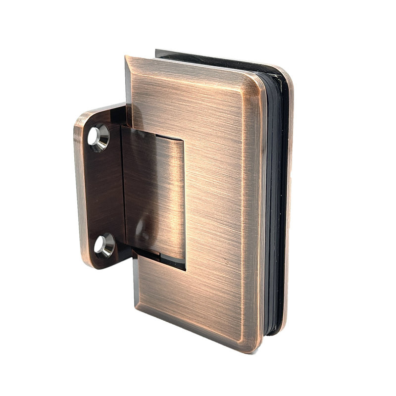 Charnière de porte de douche à fixation murale en verre antique avec plaque arrière courte en cuivre antique de la série Premier de la série Premier