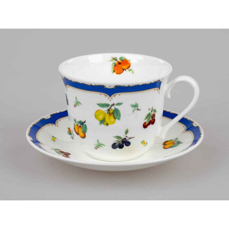Laureen Heritage Fruit 2 Piece Bone China Teacup & Saucer Set
