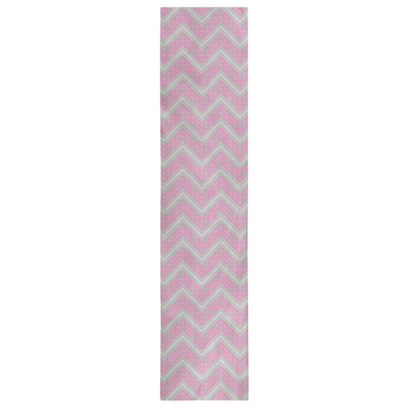 Stephenie Classic Hand Drawn Chevron Table Runner, 16" x 72", Pink/Seal Gray