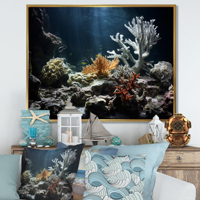 Impression d'art sur toile, "Deep Light On Coral Hidden Treasures III" - Plage et océan
