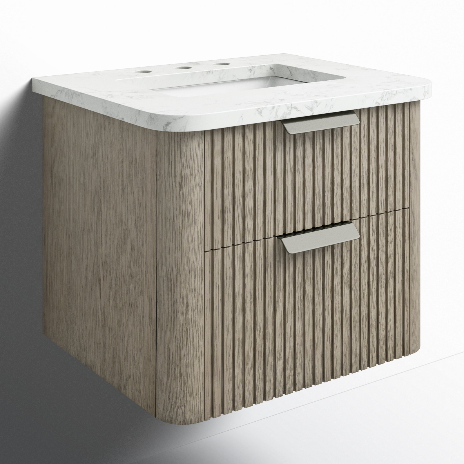 Liljan 24'' Wall-Mounted Single Bathroom Vanity with Engineered Stone Top, Vintage Gray/Brushed Nickel