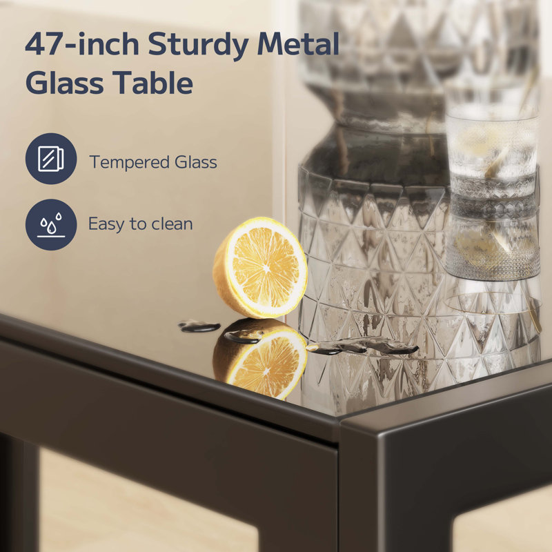 Modern 5-Piece Dining Room Set with Glass Top Table and 4 Upholstered High Back Chairs, Kitchen Table and Chairs for Dining Room, Kitchen & Small Spaces