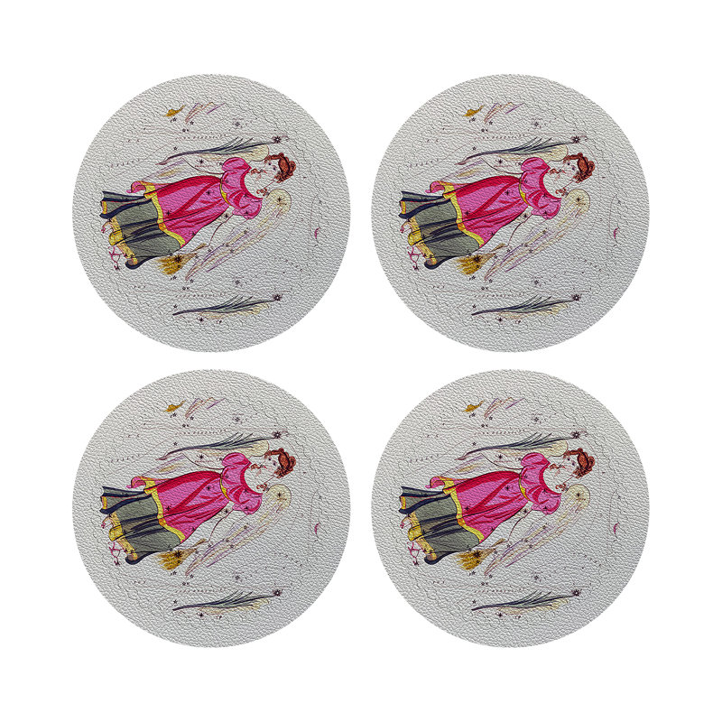 Zodiac Virgo Vegan Leather Round Pebble Placemat, White
