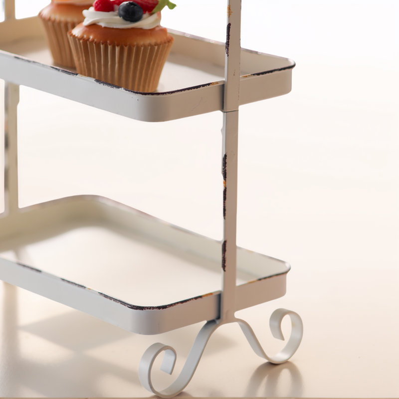 Two Tier Decorative Tray for Dessert Coffee Display
