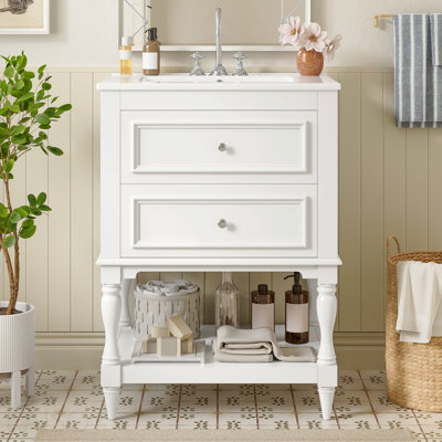 Meuble-lavabo de salle de bain 24 po avec lavabo en céramique