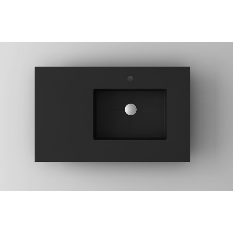 Plateau de meuble-lavabo simple 36 po Right, Noir mat