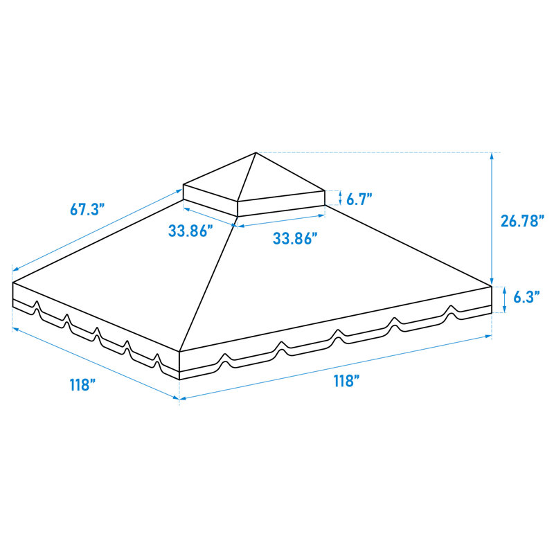 Auvent de remplacement pour pavillon de jardin 10 x 10 pi - beige. Tissu. Protégé, eau, décoloration. Possède des trous de bonde et un couvercle supérieur en filet anti-insectes. Double niveau, hydrofuge, résistant à la décoloration. Équipé d'un filet