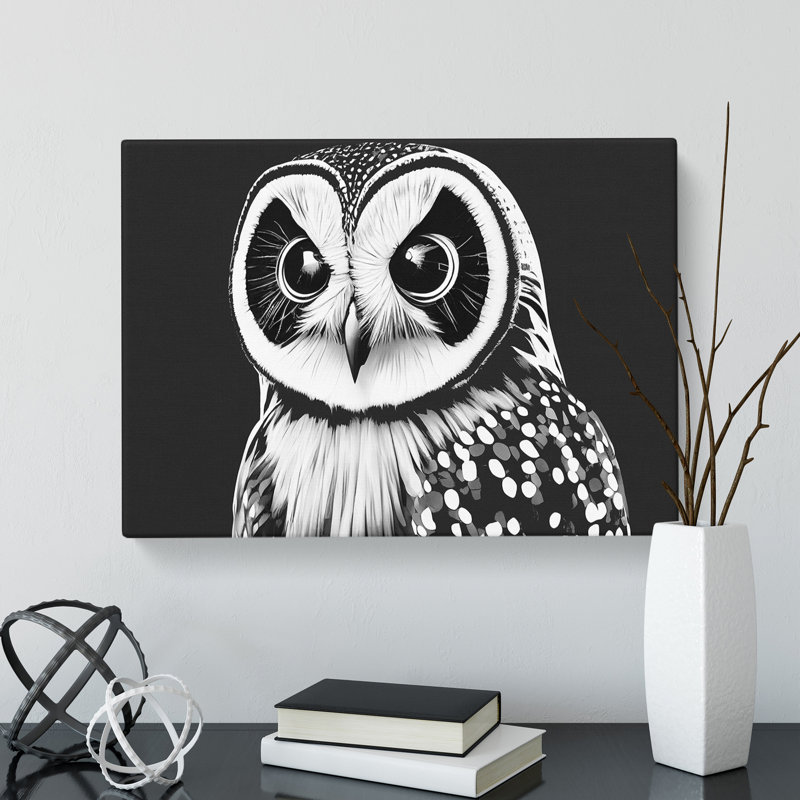 Owl Portrait Monochrome Vol.2 - Wrapped Canvas, 50cm H x 76cm W x 3cm D