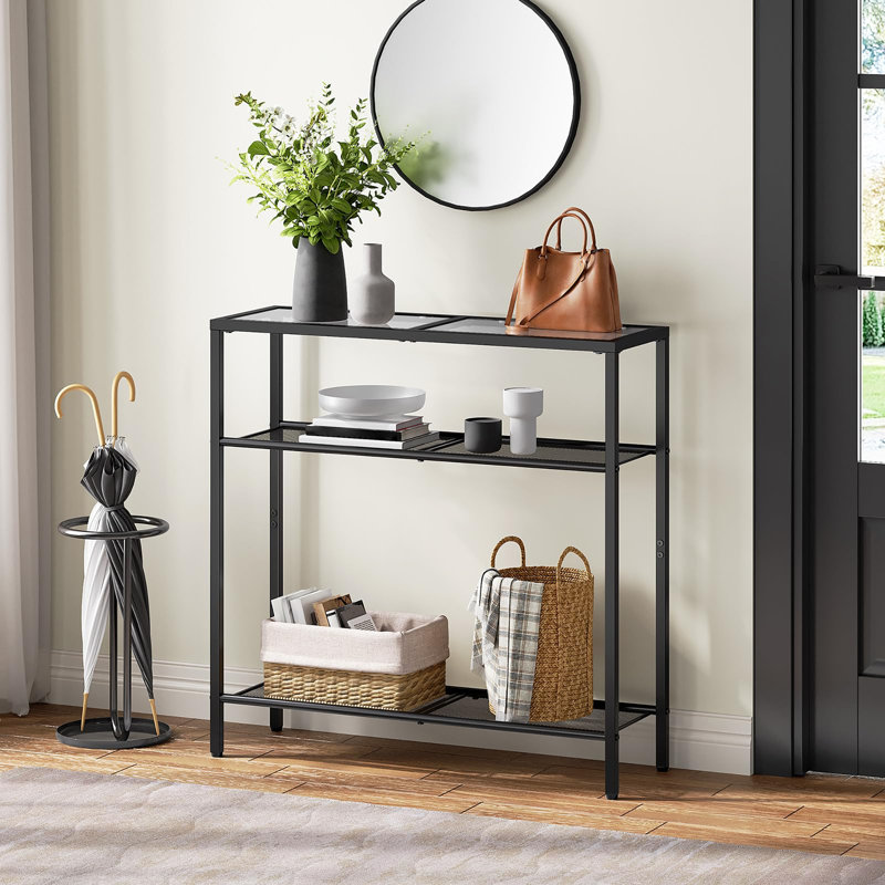 75cm Glass Top Console Table, Black