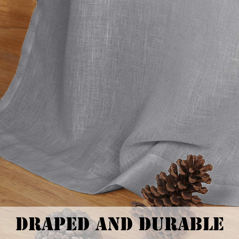 Lyla Linen Solid Color Bedroom Privacy Window Drapes Energy Saving Light Filtering Sheer Woven Linen Elegant Grommet 2 Curtain Panels , Dove