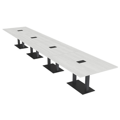 Rectangle Conference Table with Double Metal Post Base | Electrical Unit