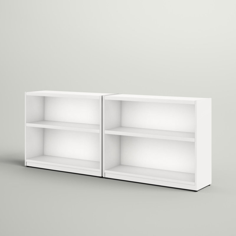 Paulica 2-Piece Paulica 2-Shelf Bookcase with Adjustable Shelves, Pure White