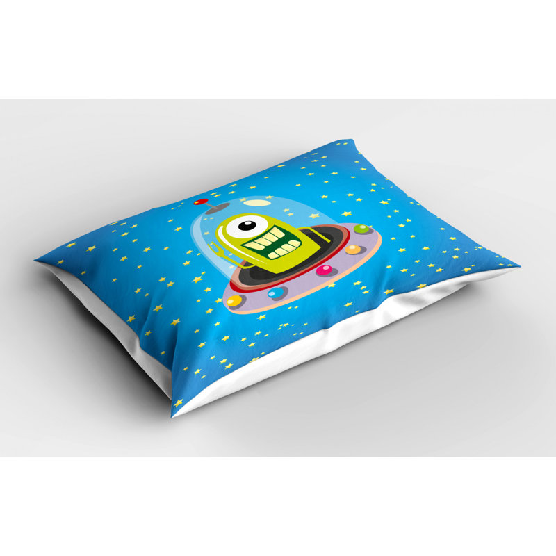 Blue/Green/Yellow Polyester Microfiber Piece Sham, Twin