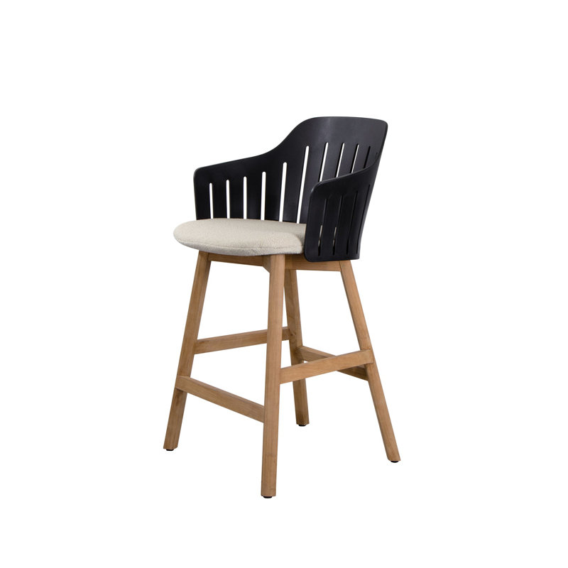 Choice Chair Outdoor and Counter Four Teak Legs Base with Upholstery Cover Set (Cane-line Free Seat-Back Cover), Black/Teak