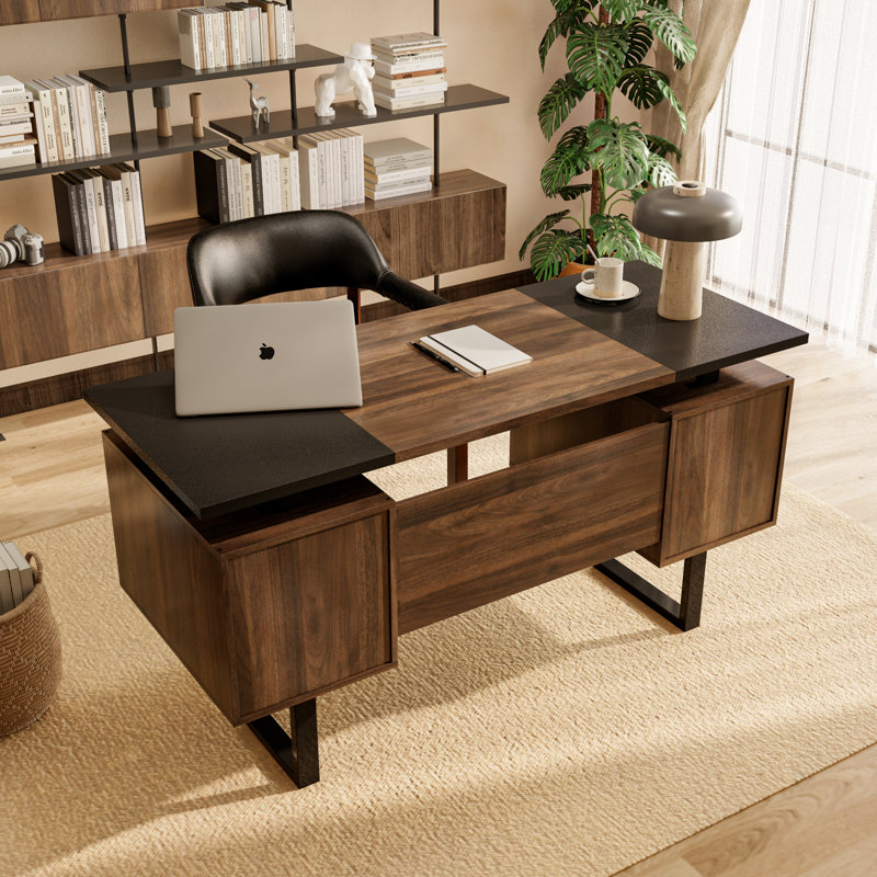 Sousa Iron Standing Desk, Walnut/Black