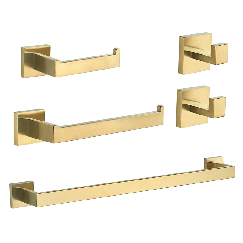 5 - Piece Bathroom Hardware Set, Gold