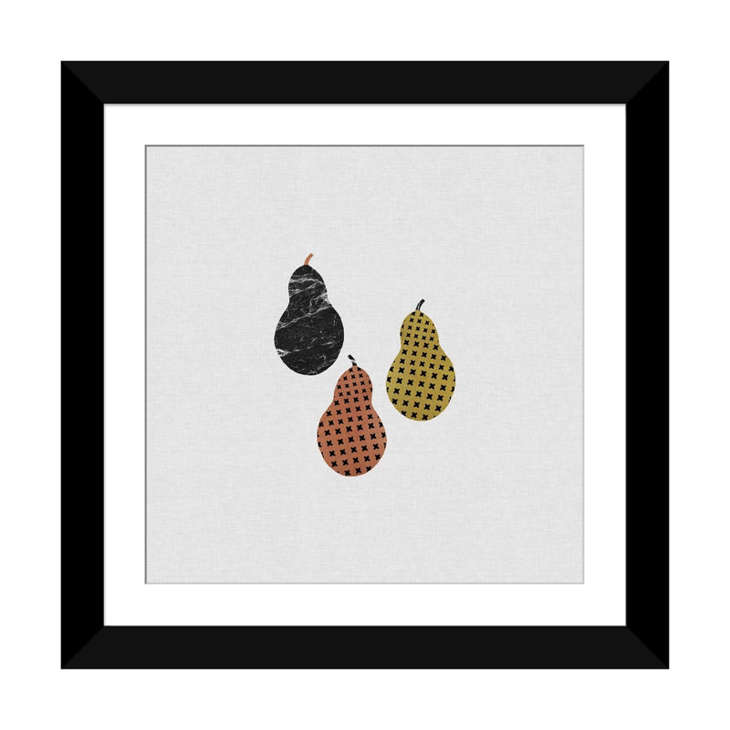 «Scandi Pears», impression sur toile, H 16 po x l 16 po x P 1 po, Papier d'art encadré noir, Blanc