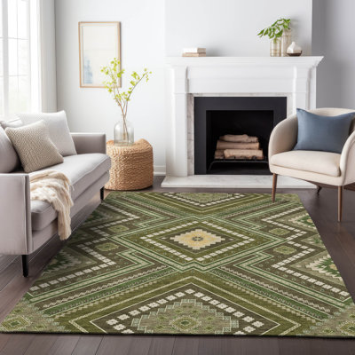 Tapis intérieur / extérieur lavable olive Solene 