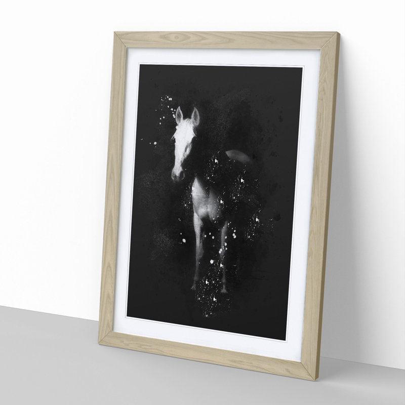 White Horse Vol.2 - Picture Frame Graphic Art, 36cm H x 27cm W x 2cm D, Oak Framed