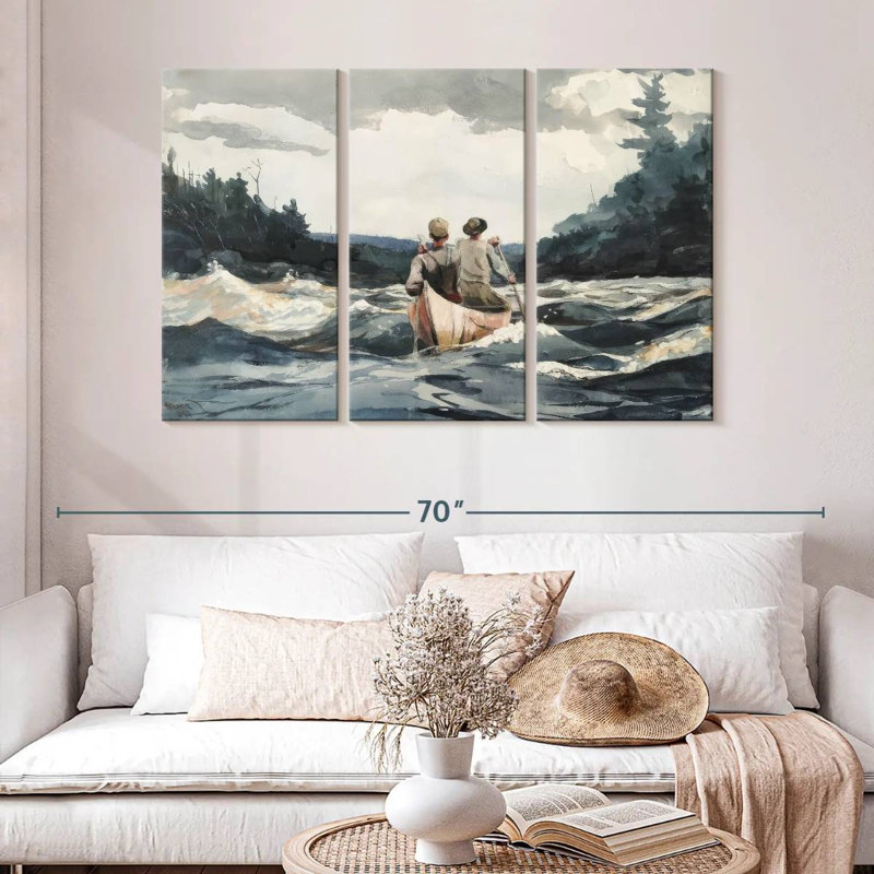 Mehar Canoe In Rapids, H 32 po x l 50 po