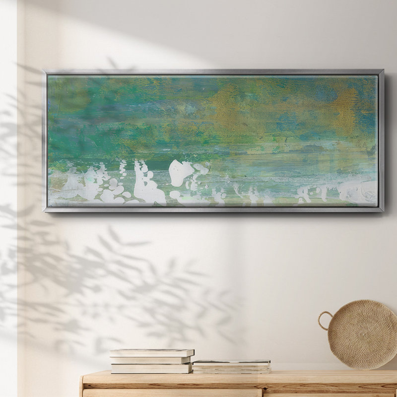 Chartreuse & Aqua II- Framed Canvas, 20" H x 50" W